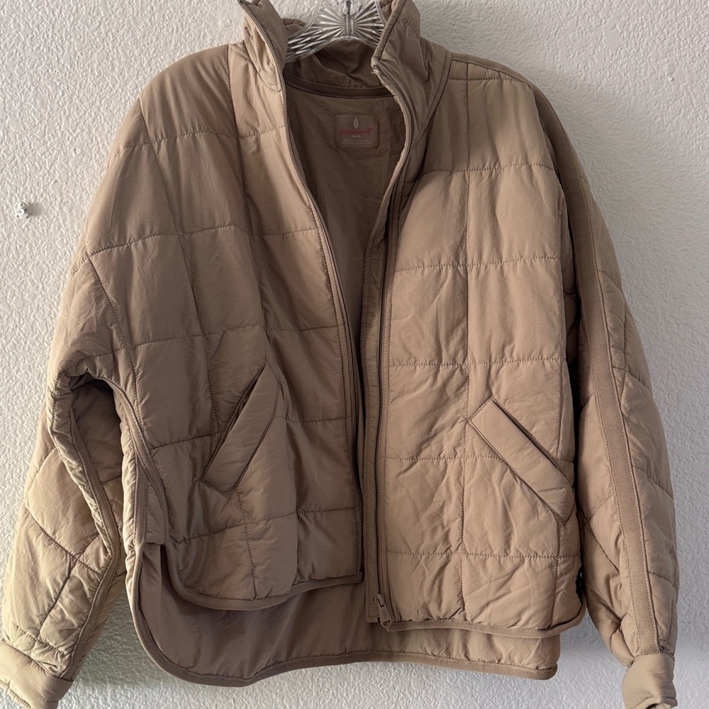 Free People Tan Quilted Jacket- Packable Puffer-color Doe